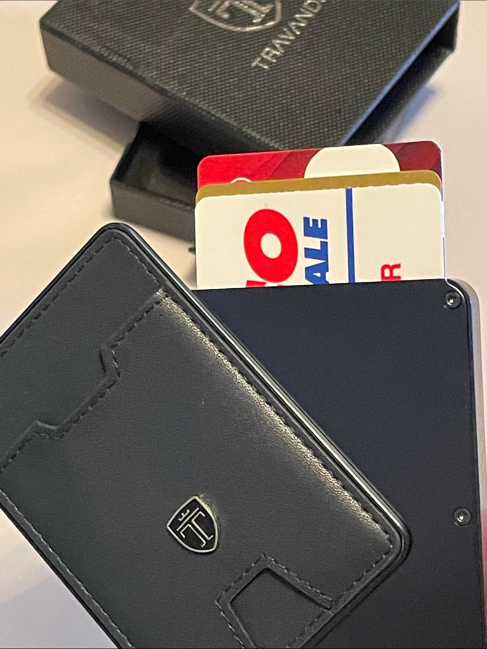 TRAVANDO RFID Blocking Pop Up Wallet Black Aluminum Card Holder Money Clip Box